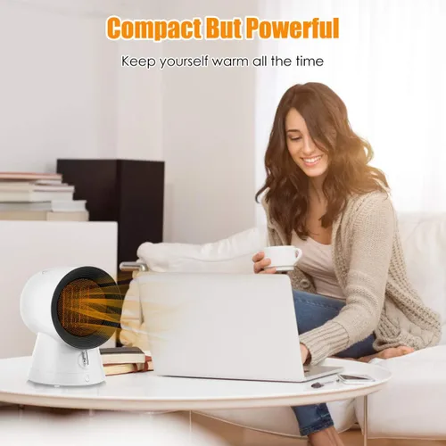 Vista 3 de COSTWAY Combinado Calentador y Ventilador 2 en 1, Calentador Eléctrico Portátil de Cerámica de 1500W con Calentamiento Rápido y Modo Ventilador