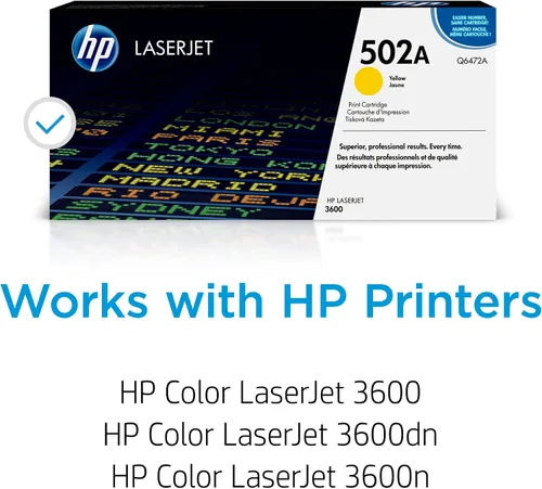 Vista 2 de HP Cartucho de tóner amarillo original 502A Funciona color LaserJet serie 3600 Q6472A