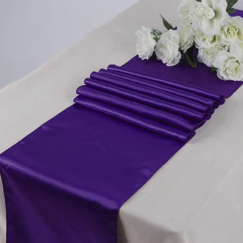 Vista 10 de Elina Home Elina's - Paquete de 10 caminos de mesa de satén de 12 x 108 pulgadas, decoración para banquetes de boda, (azul marino)