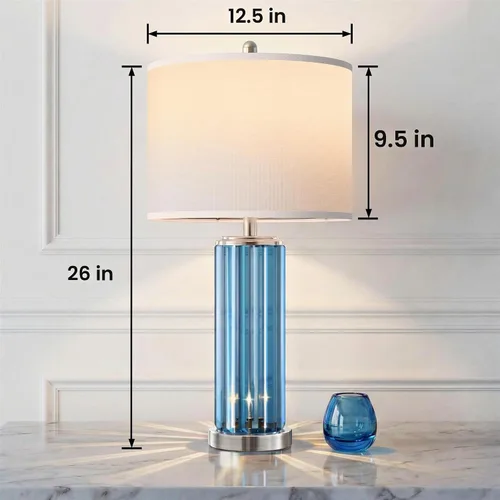 Vista 8 de Juego de 2 lámparas de mesa azules para dormitorio con luz nocturna, lámpara de noche moderna
