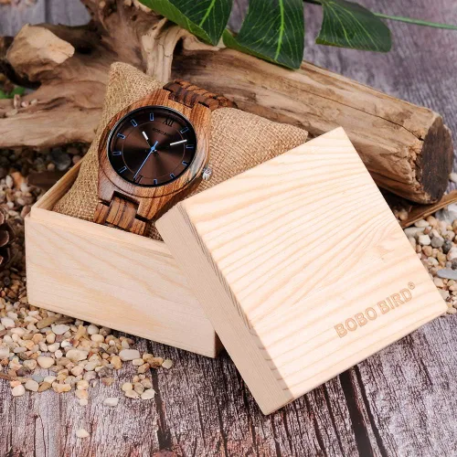 Vista 3 de BOBO BIRD Relojes de madera de diseño especial para hombre, relojes deportivos de cuarzo