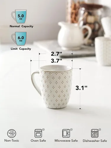 Vista 3 de LE TAUCI Tazas de café de 6 onzas, taza Demitasse de cerámica, tazas de café pequeñas para doble chupo, café con leche, capuchino, lungo, tazas