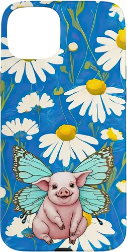 Vista 9 de Adorable Pig Piglet with Butterfly Wings Daisy Flower Sweet Case for iPhone 17
