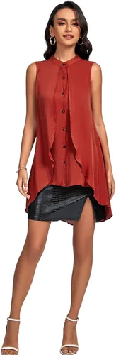 Vista 6 de LYANER Blusa sin mangas con cuello redondo y botones para mujer