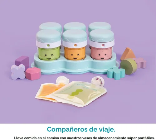 Vista 8 de NutriBullet NBY-50100 Sistema completo de fabricación de alimentos para bebés, 32 onzas, blanco, azul, transparente