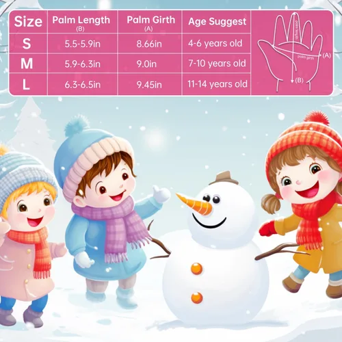Vista 6 de ThxToms Guantes de invierno para niños, impermeables, guantes de nieve para niños y niñas, clima frío, deportes al aire libre, snowboard, bicicleta