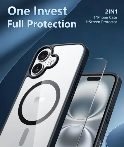 Vista 5 de FNTCASE Funda para iPhone 16: magnética, con soporte de control de cámara, protección contra caídas de grado militar, antiamarilleamiento, a prueba