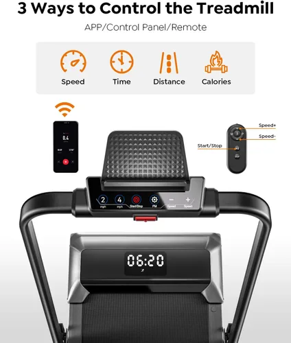Vista 5 de Acezoe Caminadora Walking Pad con Inclinación, 2 en 1 Caminadoras Plegables para Casa Oficina Pequeña, 300lbs Caminadora Portátil Compacta Bajo