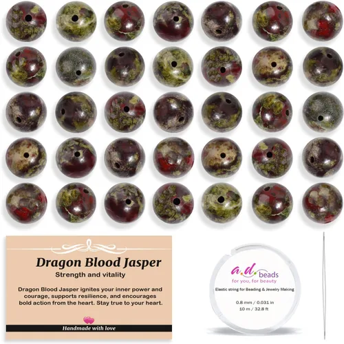 Vista 16 de AD Beads 200 cuentas redondas naturales de 7 chakras de 0.157 pulgadas (0.157 in), piedras preciosas de energía curativa, kit de joyería