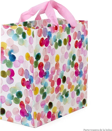 Vista 6 de Hallmark Bolsa de regalo cuadrada grande de 10 pulgadas (puntos de acuarela, solo para ti) para cumpleaños, día de la madre, Pascua, graduaciones