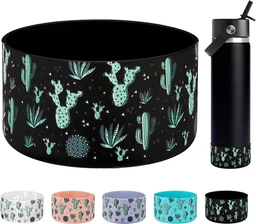 Vista 20 de WK IEASON Funda protectora de silicón base para botella de Hydro Flask de boca ancha/boca estándar, protector de fondo de silicón antideslizante