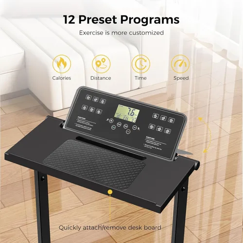 Vista 3 de Foldable Treadmills for Home, 3.0HP Walking pad Treadmill with Handle Bar, Portable Electric Treadmill with Handles, 12 Preset Programs, LED Display