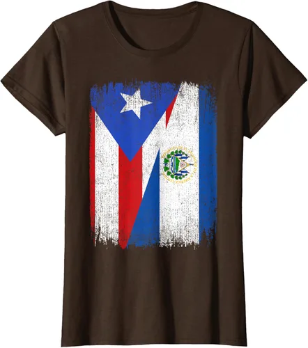Vista 17 de Camiseta Half Puerto Rico El Salvador Flag Orgullo Salvadoreño Roots