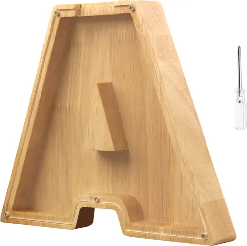 Vista 2 de TAONE Alcancía personalizada para niños, con grabado láser y letras de madera personalizadas