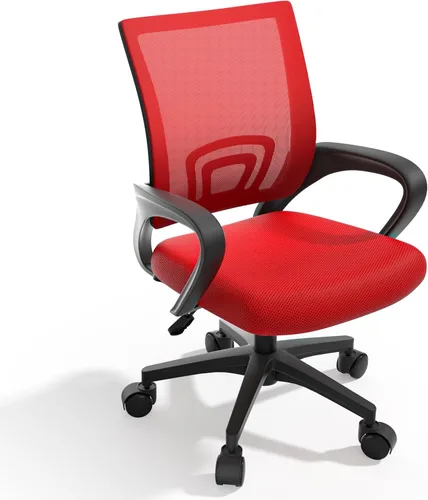 Vista 11 de Magshion Silla de oficina, silla ergonómica de escritorio de malla con respaldo medio, silla de computadora con ruedas con soporte lumbar y cómodos