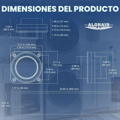 Vista 7 de ALORAIR Equipo magnético DV180 del conector de ventilación del secador