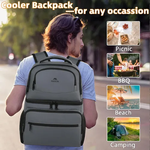 Vista 6 de MATEIN Mochila enfriadora, 26 latas, mochila térmica de almuerzo para hombres y mujeres, a prueba de fugas, de doble capa, mochila de almuerzo
