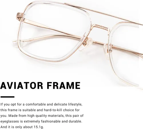 Vista 3 de Zeelool Gafas unisex de metal retro con bloqueo de luz azul para mujeres y hombres, Nayeli