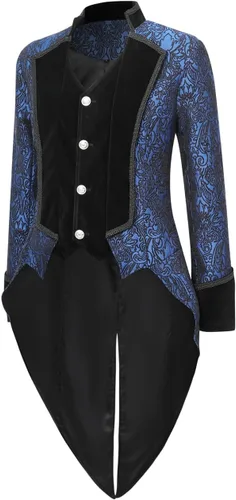 Vista 4 de Chaqueta steampunk para hombre, estilo gótico, victoriano, abrigo de túnica