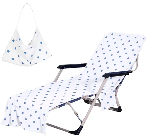 Vista 9 de Funda para silla de playa con bolsillos laterales, acogedora funda para silla de playa de secado rápido, para piscina, playa, jardín, hotel, tomar
