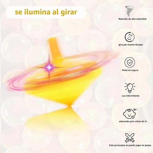 Vista 6 de PROLOSO 100 piezas iluminan para arriba Spinning Tops LED intermitentes con giroscopio