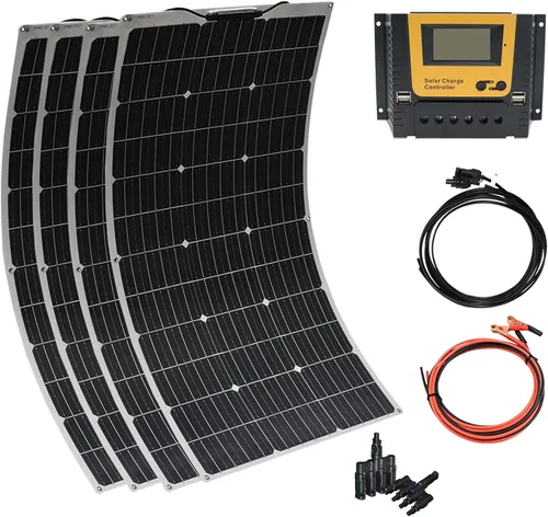 Vista 8 de XINPUGUANG Kit de sistema de panel solar de 12 V 200 W, panel solar flexible de 100 W, cargador de batería monocristalino con cable de extensión