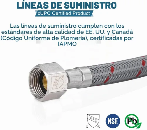 Vista 3 de Líneas de suministro de rosca de compresión hembra de 3/8 pulgadas × conector macho M10 1 par, manguera de grifo ARCORA de 16 pulgadas conecta