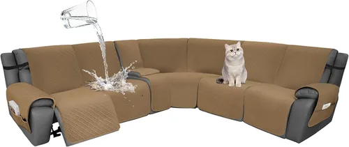 Vista 18 de Fundas de terciopelo 10% impermeables para sofá modular reclinable en forma de L, 1 pieza, fundas acolchadas para sofá reclinable esquinero, juego