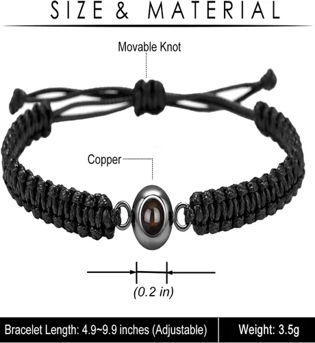 Vista 2 de Pulsera de fotos personalizada, pulsera de proyección de fotos, pulseras circulares de fotos con imagen en el interior, pulsera trenzada