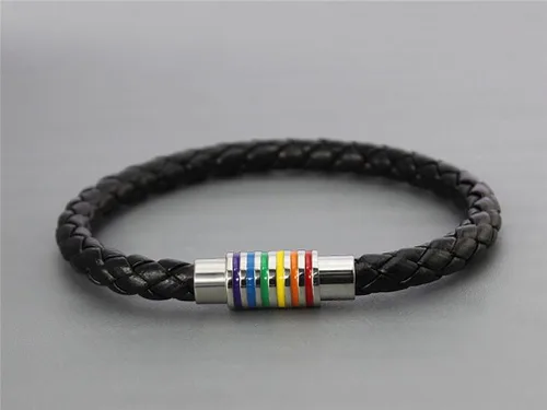 Vista 6 de Brazalete Oakky de piel trenzada, magnética, arcoíris LGBT, orgullo gay y lésbico