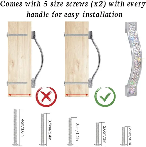 Vista 3 de SAVORI Tiradores para Cajones con Manija de Cristal Brillante, para Cajones, Alacena, Armario, Closet, Guardarropa, Puerta de Mueble, Manija Moderna