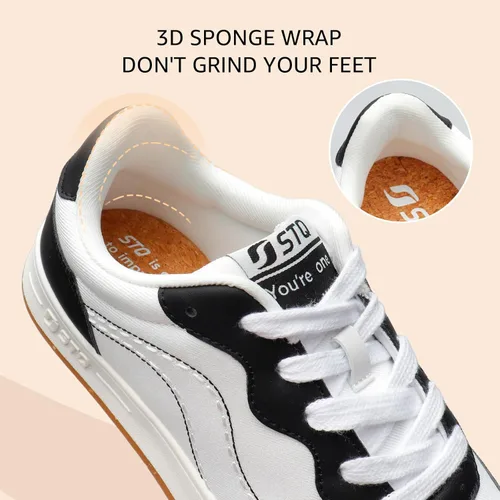 Vista 4 de STQ Zapatos de lona para mujer, con cordones, antideslizantes, cómodos, para caminar