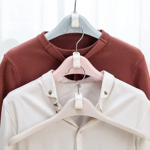 Vista 7 de 50 ganchos para colgar ropa, ganchos en cascada, clips extensores de plástico multifuncionales resistentes para ahorrar espacio, color blanco 50