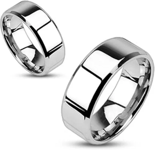 Vista 3 de Marimor Jewelry His and Hers Stainless Steel Princess Wedding Ring Set & Beveled Edge Wedding Band