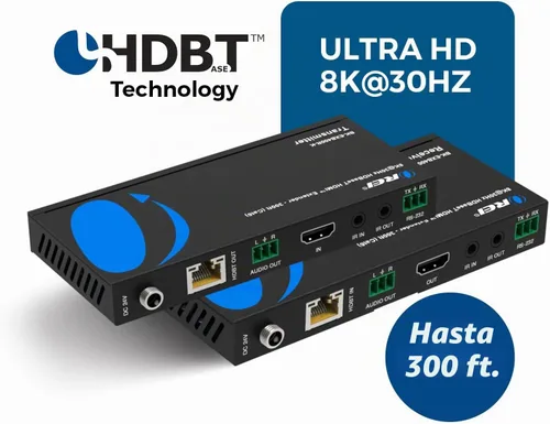 Vista 7 de OREI Extensor HDMI 8K@30Hz Balun HDBaseT 300ft - VRR, HDR, CEC, IR, RS-232