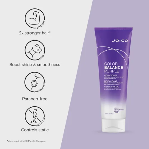 Vista 4 de Joico Champú y acondicionador color morado Para cabello rubio o gris frío Elimina los tonos amarillos cobrizos Aumenta la vitalidad