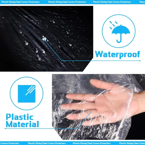 Vista 3 de Remagr 4 fundas de plástico para sillas de comedor, protectores transparentes e impermeables, para asientos de 21 x 20 pulgadas