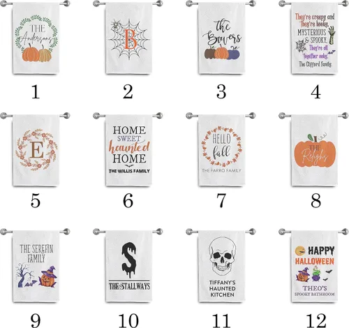Vista 6 de Toallas personalizadas de Halloween Toallas de cocina de otoño Toallas de Halloween personalizadas Decoración de Halloween Toallas de cocina