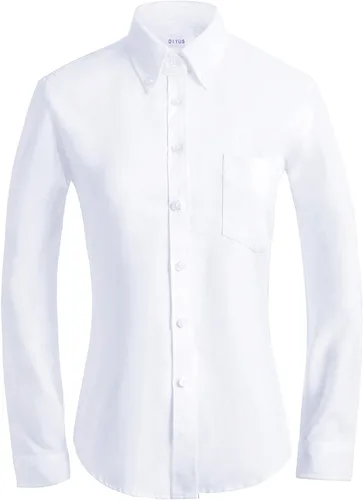 Vista 21 de Camisa con botones para mujer de manga larga Oxford camisa de algodón de corte clásico, blusa de trabajo resistente a las arrugas