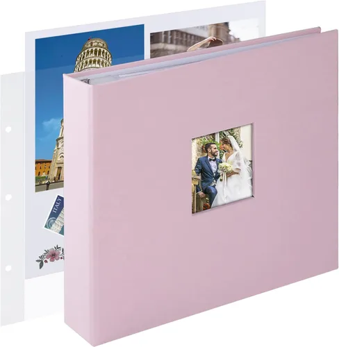Vista 35 de 1DOT2 8x8 DIY pequeño álbum de recortes con 3 anillas, álbum de fotos con diario, con 30 fundas de plástico, 60 páginas y cubierta de tela