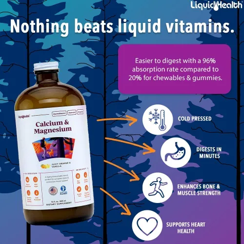 Vista 5 de LIQUIDHEALTH Mega Energy - Paquete de vitaminas líquidas de complejo B, calcio y magnesio para adultos, aumenta el nivel de energía natural, apoya