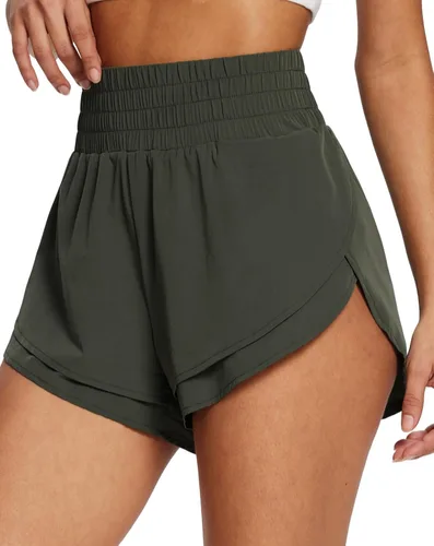 Vista 12 de baleaf Pantalones cortos de entrenamiento de 3 pulgadas para mujer, de cintura alta, atléticos, con forro, ligeros, de secado rápido A-Negro