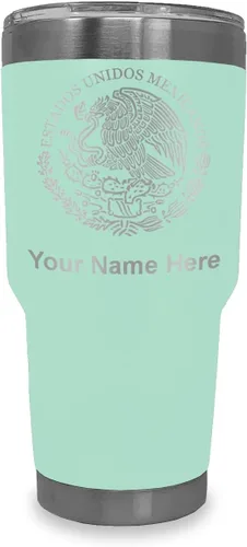 Vista 11 de LaserGram - Vaso personalizado de 20 onzas, bandera de México (negro)