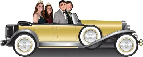 Vista 4 de 1920's 3D Roadster Stand Up Decoración - 12.75' - Oro y Negro