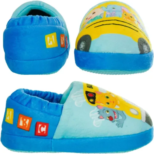 Vista 5 de Josmo Cocomelon Pantuflas para niños pequeños, zapatos de casa para niños y niñas, mocasines de cama de felpa cálida, zapatos de cocomelon