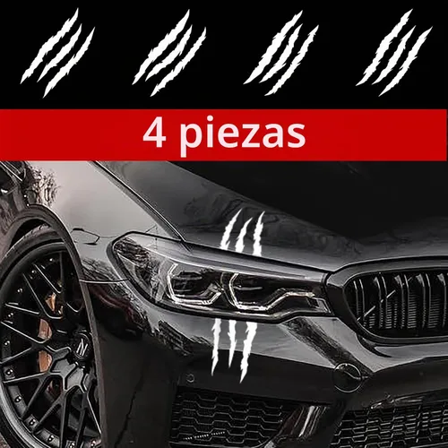 Vista 2 de 4 calcomanías de vinilo para automóvil, marcas de garra para hombres, gráficos de cejas de luz de automóvil (material PVC, blanco)