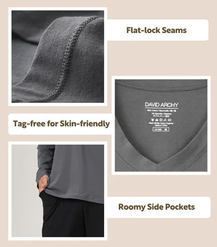 Vista 4 de DAVID ARCHY Conjunto de pijama de algodón para hombre con rayas jaspeadas