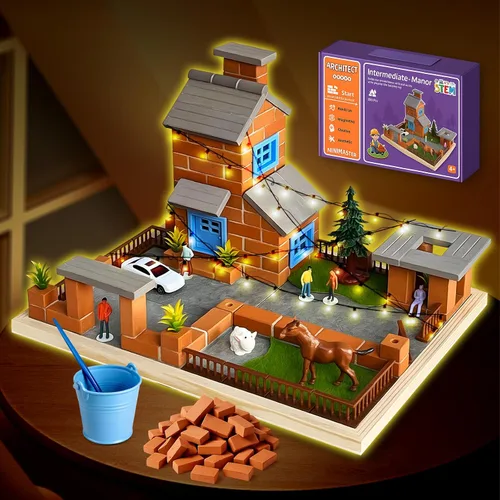 Vista 10 de Knight Bricklayer - Juego de construcción de ladrillo y mortero de arcilla, mini ladrillos y bloques de cemento, kit de mini casa de bricolaje