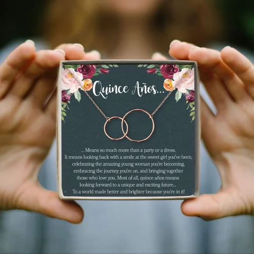 Vista 8 de Quinceanera Necklace Gifts For 15 Year Old Teen Girls Sterling Silver Gift for Sweet Fifteen Modern Jewelry Pendant with Heartfelt Card 15th