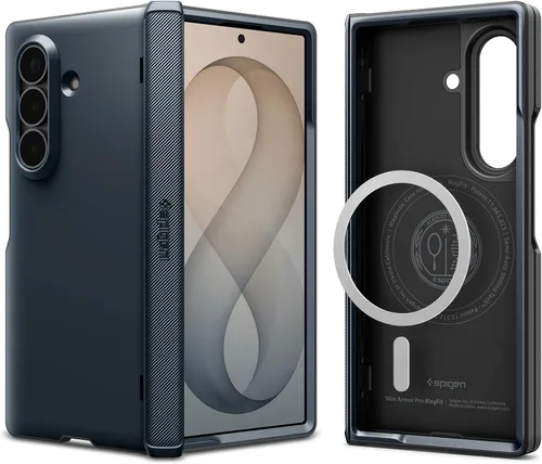 Vista 9 de Spigen Funda para Galaxy Z Fold 6, Slim Armor Pro (2024) [protección de bisagra] - Negro Negro